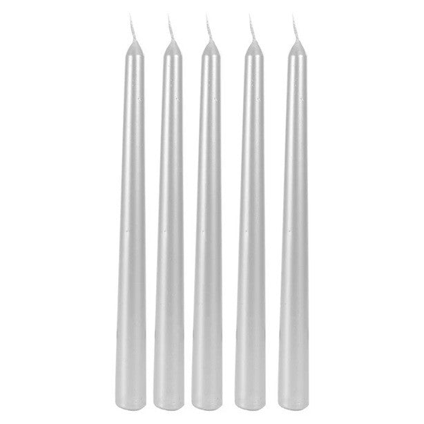 Lumânare Decorativă pentru Masă, Design Cilindric Fără Fum, Timp Ardere 7.5h, Parafină Solidă, 2.2 x 25 cm, Argintiu