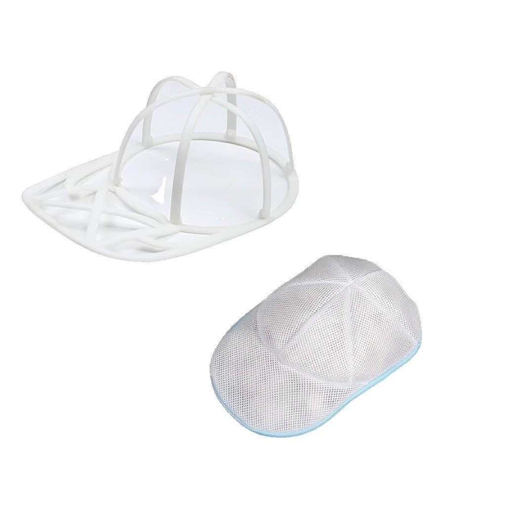 Husă de Spălare pentru Șapcă, Protecție împotriva Deformării cu Suport Inclus, Poliester cu Fermoar, 25 x 34 cm, Circumferință 53 cm, Alb/Albastru