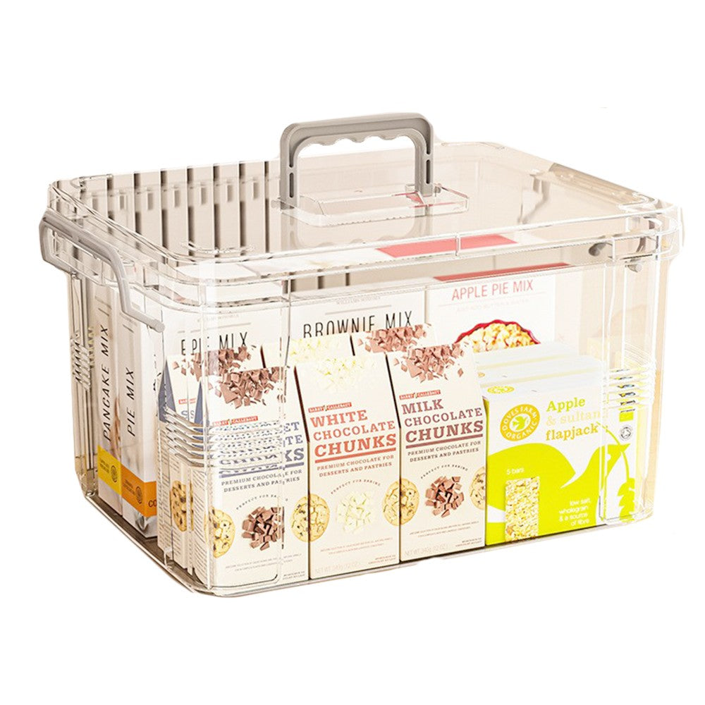 Cutie Depozitare Tip Valiza Pentru Alimente Si Jucarii, Organizator Multifunctional Cu Capac Etans, Plastic PP Transparent, Marime L, 38.5x27.5x22 cm