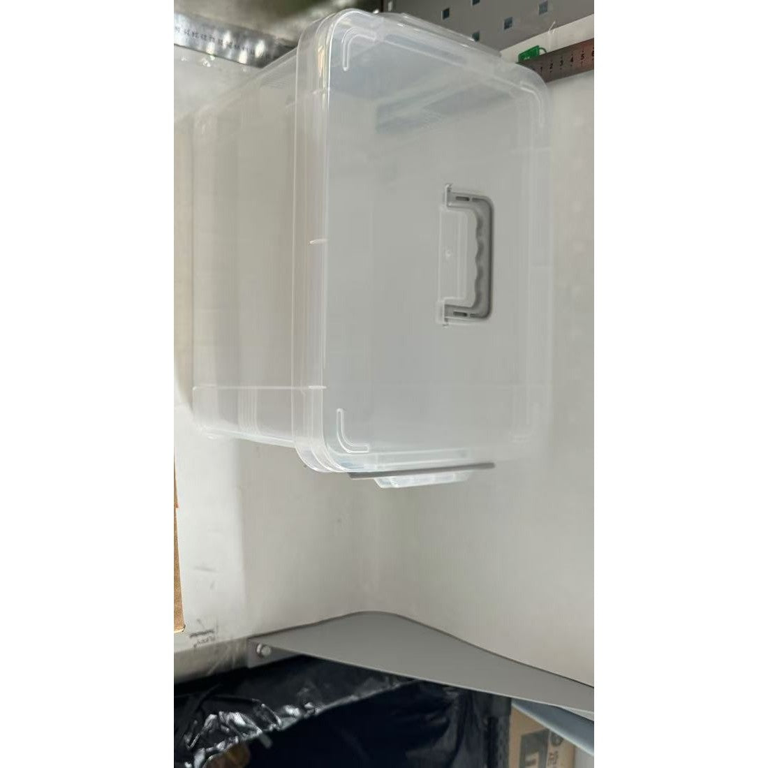 Cutie Depozitare Tip Valiza, Organizator Universal pentru Jucarii si Alimente, Capac Etans, Plastic PP Rezistent, Transparent, Marime M, 31.5x23x19 cm