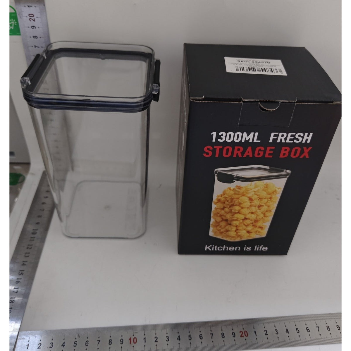 Recipient Depozitare Alimente, Inchidere Ermetica, Plastic de Calitate Alimentara, 1300 ml, 10.2 x 18.5 cm, Transparent