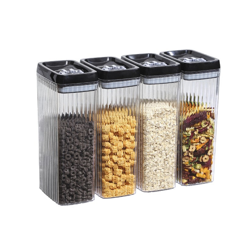 Set 4 Recipiente Depozitare Alimente, Inchidere Ermetica cu Silicon si Maner, Plastic PP si PET, 4 x 3.3 l, Transparent