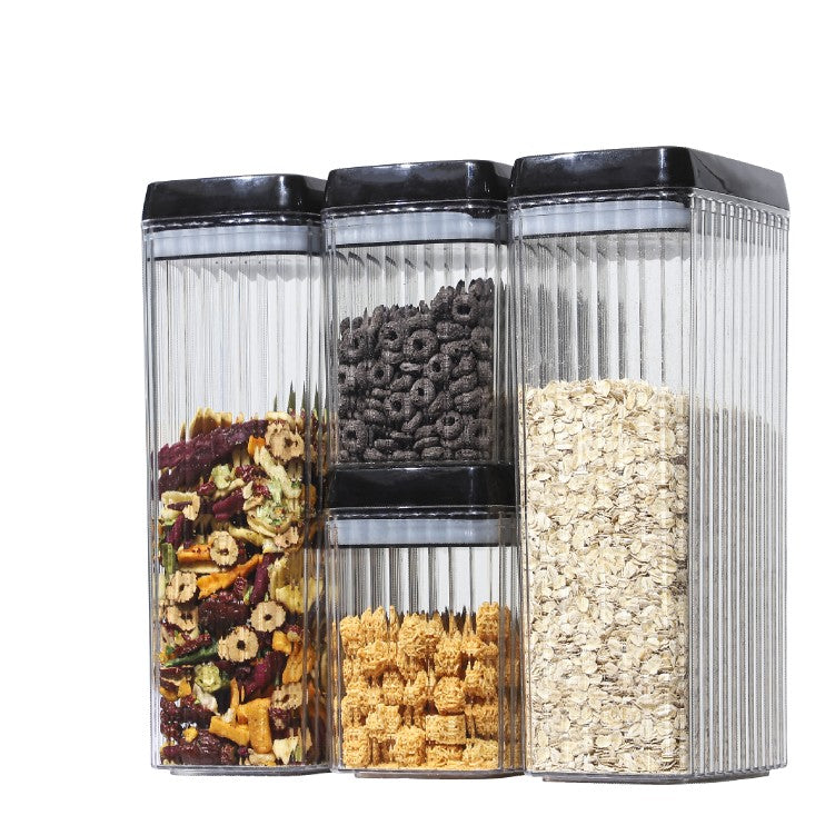 Set 4 Recipiente Organizare Alimente, Inchidere Ermetica cu Silicon si Textura Ondulata, Plastic PP si PET, 2 x 1.5l si 2 x 3.3l, Transparent