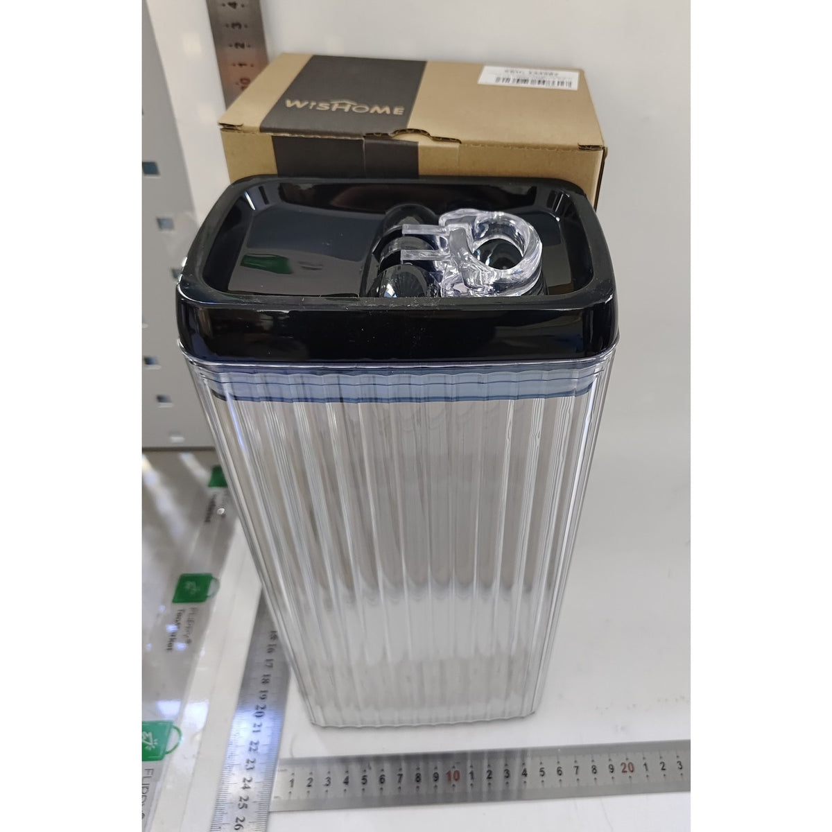 Recipient Alimentar Ermetic, Organizator Bucătărie cu Textură Ondulată și Mâner, Plastic PP Fără BPA, 3.3 l, 15 x 10 x 30 cm, Transparent