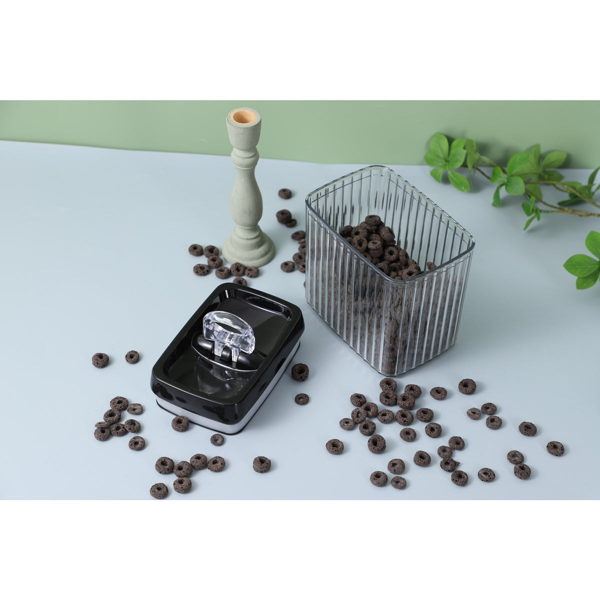 Set 3 Recipiente pentru Alimente, Inchidere Ermetica si Textura Ondulata, Plastic Transparent Stivuibil, 2 x 1.5l si 1 x 3.3l