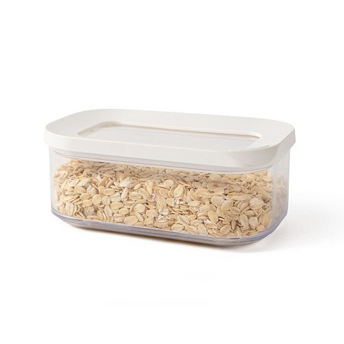 Set Cutii de Depozitare Alimente cu Inchidere Ermetica, Organizator Bucatarie Stivuibil, ABS si Silicon, 5 Piese, Alb si Transparent