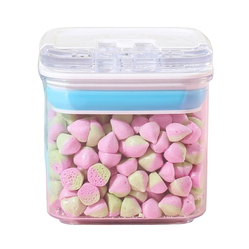 Container Depozitare Alimente si Condimente, Organizator Bucatarie Etans, Plastic PET si Silicon, Capacitate 0.5 L, 10 x 10 x 10.5 cm, Transparent