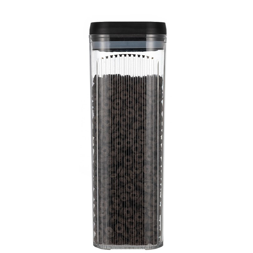 Container Depozitare Alimente și Cereale, Cutie Organizator Bucătărie cu Capac Etanș, Plastic Transparent, 3.7 Litri, Negru