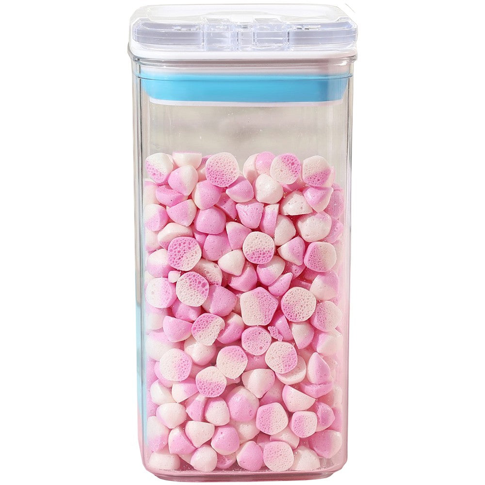 Container Depozitare Alimente si Condimente, Organizator Bucatarie Etans cu Capac, Plastic PET si Silicon, 1.2 L, Transparent, 10 x 10 x 20.5 cm