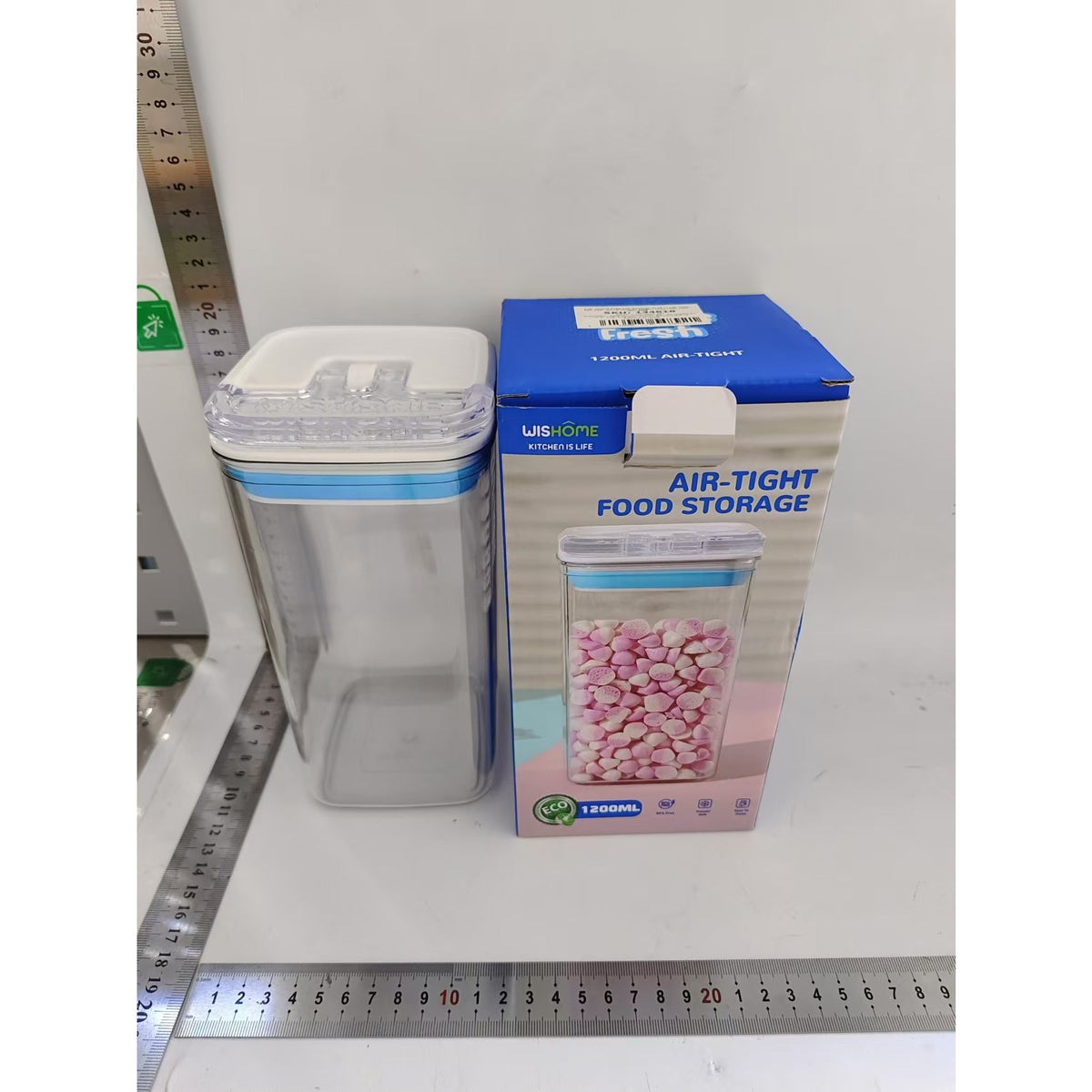 Container Depozitare Alimente si Condimente, Organizator Bucatarie Etans cu Capac, Plastic PET si Silicon, 1.2 L, Transparent, 10 x 10 x 20.5 cm
