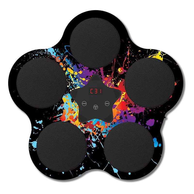 Aparat de Box Interactiv cu Muzica si Lumini, Bluetooth 4.1, 5 Tinte pentru Reflexe, Antrenament Fitness cu Afisaj Digital, Material PU si ABS, Montare cu Ventuze, Incarcare USB, Negru, 40x38x8 cm
