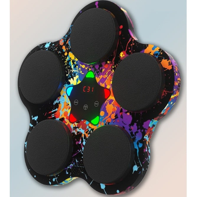 Aparat de Box Interactiv cu Muzica si Lumini, Bluetooth 4.1, 5 Tinte pentru Reflexe, Antrenament Fitness cu Afisaj Digital, Material PU si ABS, Montare cu Ventuze, Incarcare USB, Negru, 40x38x8 cm