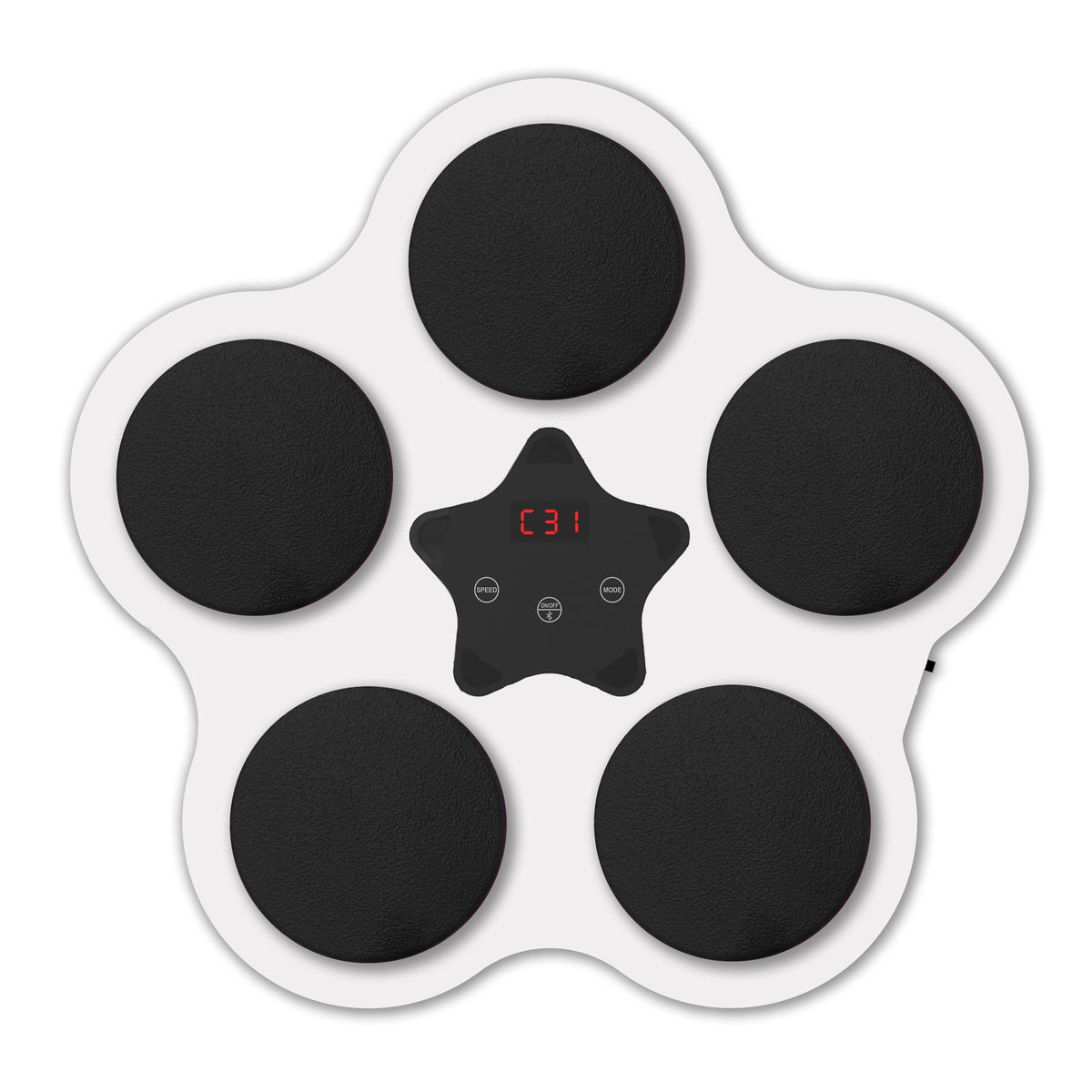 Masina De Box Muzicala Inteligenta, Jucarie De Boxat Cu Bluetooth Si Lumini, Antrenament Interactiv Cu 5 Tinte Si Afisaj Digital, Material PU Si ABS, Montare Cu Ventuze, Alb, 46x38x8 cm