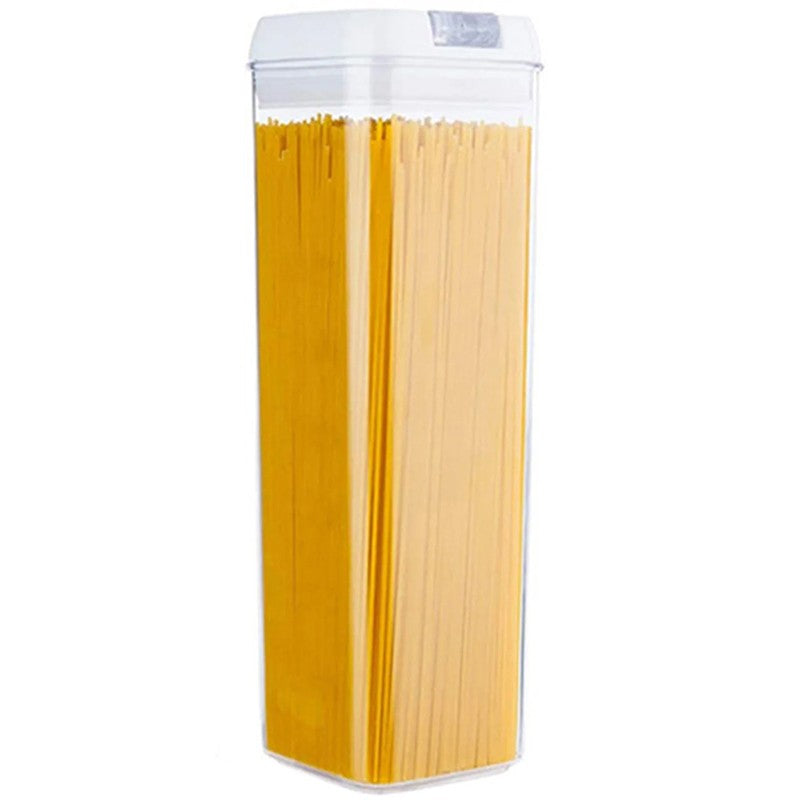 Container Depozitare Alimente, Cutie Bucatarie pentru Cereale, Inchidere Ermetica cu Capac, Plastic, 1.9 L, 30.5 x 10 x 10 cm, Alb
