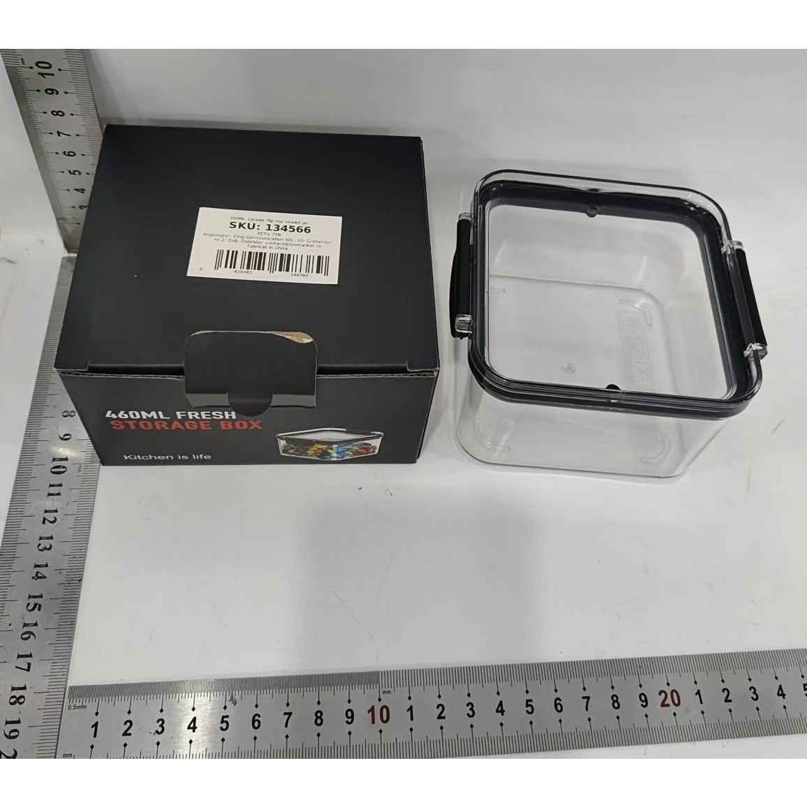 Recipient Depozitare Alimente, Inchidere Ermetica, Plastic Calitate Alimentara, 10.2 x 6.6 cm, 460 ml, Transparent