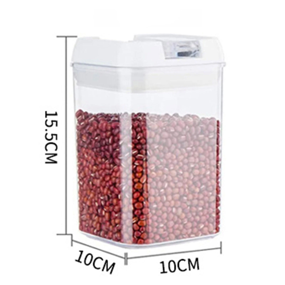 Container Depozitare Alimente si Cereale, Inchidere Ermetica cu Capac, Organizator Bucatarie, Plastic, 15.5 x 10 x 10 cm, 0.8 L, Alb