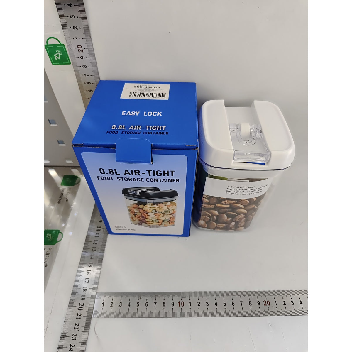 Container Depozitare Alimente si Cereale, Inchidere Ermetica cu Capac, Organizator Bucatarie, Plastic, 15.5 x 10 x 10 cm, 0.8 L, Alb