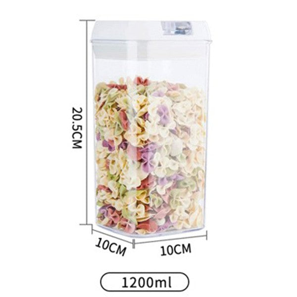 Container Depozitare Alimente si Cereale, Inchidere Ermetica cu Capac, Organizator de Bucatarie, Plastic, 1.2 L, 20.5 x 10 x 10 cm, Alb