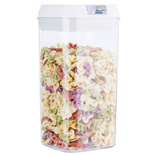 Container Depozitare Alimente si Cereale, Inchidere Ermetica cu Capac, Organizator de Bucatarie, Plastic, 1.2 L, 20.5 x 10 x 10 cm, Alb