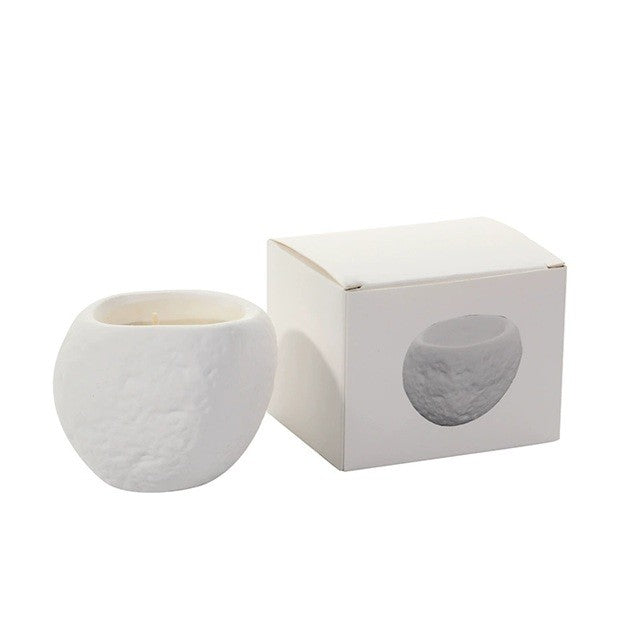 Lumanare Parfumata pentru Aromaterapie, Model Abstract Hand-made, Ceara de Soia si Ipsos, Aroma Ploaie Osmanthus, 8 x 5.5 x 6 cm, Alb, 200 g
