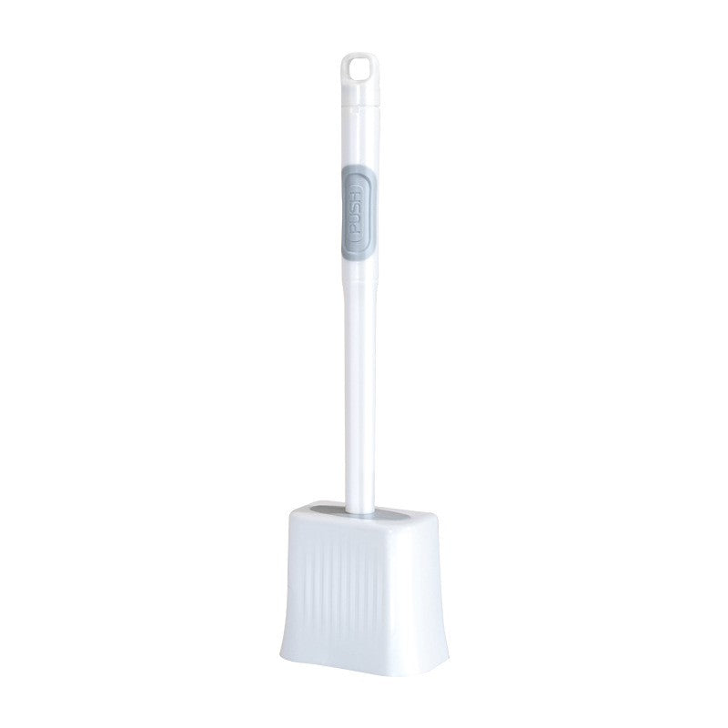 Perie de Toaleta cu Dozator pentru Lichid de Curatare, Peri Flexibili din TPR, Montare pe Perete fara Gaurire, Plastic, 12 x 6.5 x 40 cm, Alb