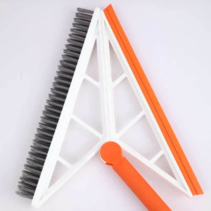 Mop Multifunctional Triunghiular cu Racleta Silicon, Perie Retractabila si Maner Telescopic, Otel Inoxidabil si Silicon, Portocaliu