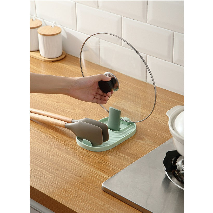 Suport Pliabil pentru Capace si Linguri, Organizator Multifunctional de Blat pentru Ustensile de Bucatarie, Material Plastic, 11.5 x 18 x 2.2 cm, Albastru Inchis