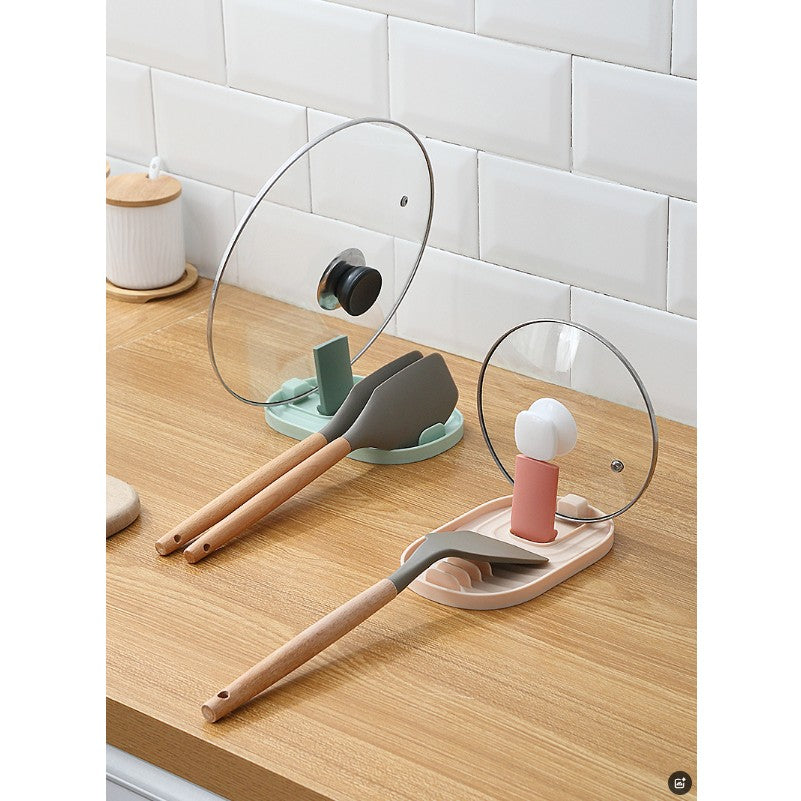 Suport Pliabil pentru Capace si Linguri, Organizator Multifunctional de Blat pentru Ustensile de Bucatarie, Plastic, 11.5 x 18 x 2.2 cm, Verde
