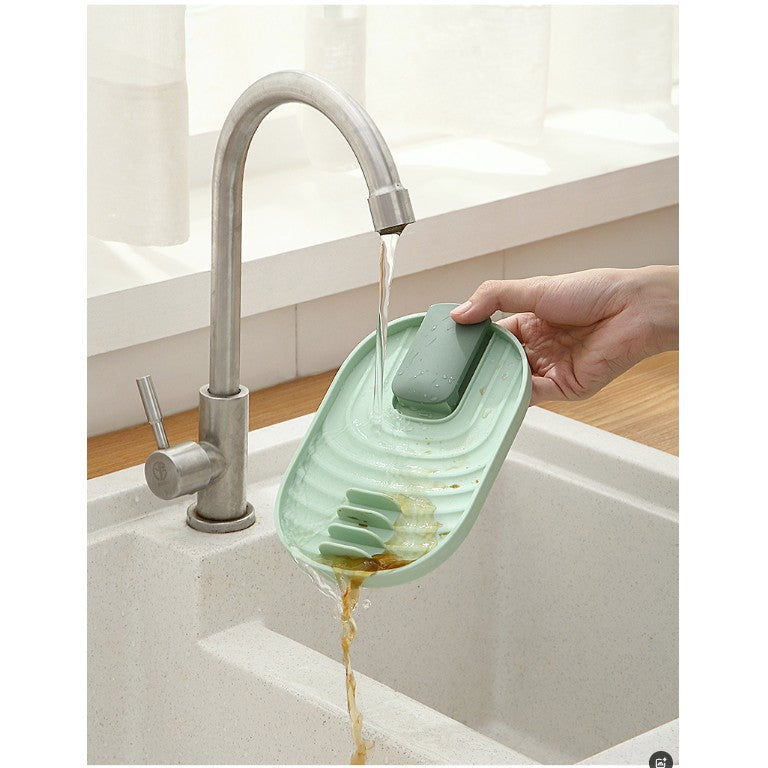 Suport Pliabil pentru Capace si Linguri, Organizator Multifunctional de Blat pentru Ustensile de Bucatarie, Plastic, 11.5 x 18 x 2.2 cm, Verde