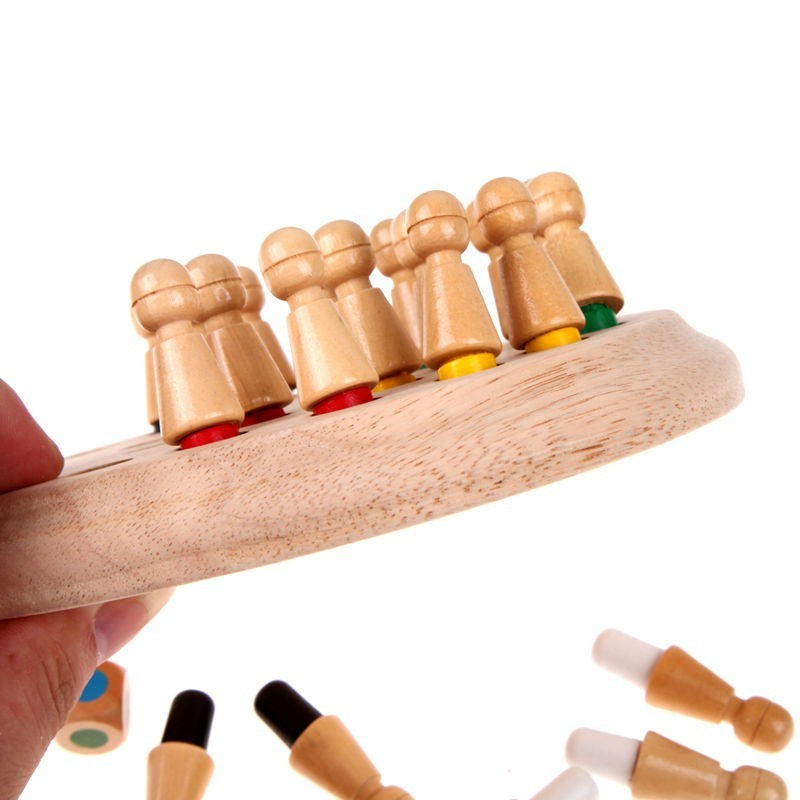 Joc de Memorie Memory Chess, Educativ si Interactiv pentru Copii si Familie, Lemn Ecologic, +4 Ani, 6 Culori, 17 cm