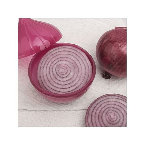 Cutie Alimentara Pentru Depozitare Ceapa Si Usturoi, Inchidere Prin Rasucire, Plastic Durabil, 500 ml, 11 x 11 x 12 cm, Rosu