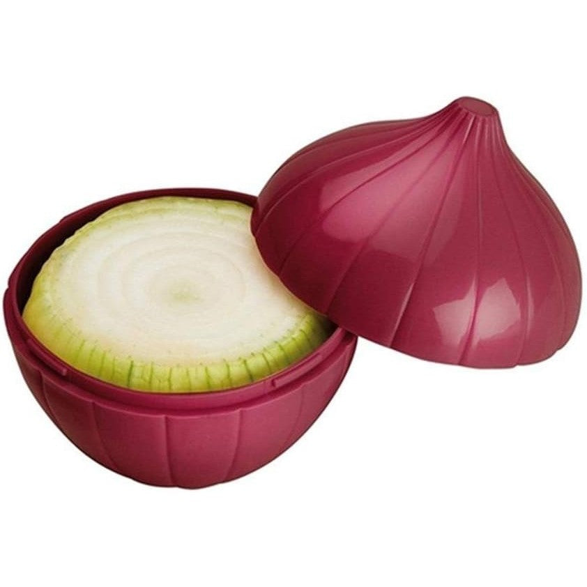 Cutie Alimentara Pentru Depozitare Ceapa Si Usturoi, Inchidere Prin Rasucire, Plastic Durabil, 500 ml, 11 x 11 x 12 cm, Rosu