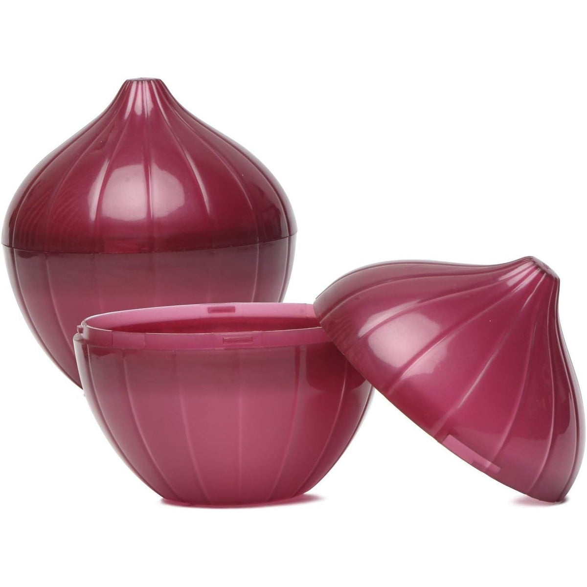 Cutie Alimentara Pentru Depozitare Ceapa Si Usturoi, Inchidere Prin Rasucire, Plastic Durabil, 500 ml, 11 x 11 x 12 cm, Rosu