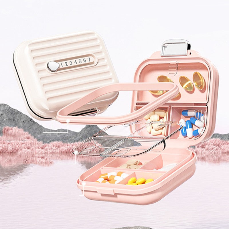 Organizator Saptamanal pentru Pastile si Medicamente, Cutie Depozitare Vitamine si Suplimente, Plastic cu Indicele Zilei, Roz