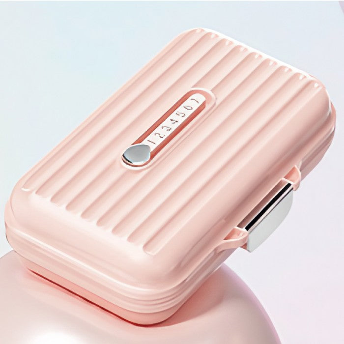 Organizator Medicamente Portabil, Cutie Pastile cu 7 Compartimente, Inchidere Metalica, 11x7.2x3.5 cm, Roz Pastel