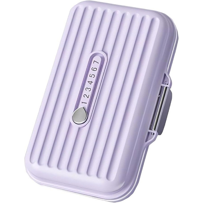 Cutie Medicamente si Organizator Vitamine, 7 Compartimente Individuale, Inchidere Metalica Securizata, Design Compact si Portabil, 11x7.2x3.5 cm, Mov Pastel