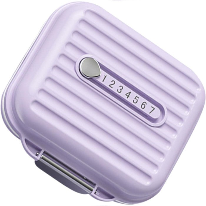 Organizator Medicamente si Vitamine, Cutie Saptamanala cu 7 Compartimente, Design Compact si Portabil, Mov, 7.8x7.2x3.5 cm