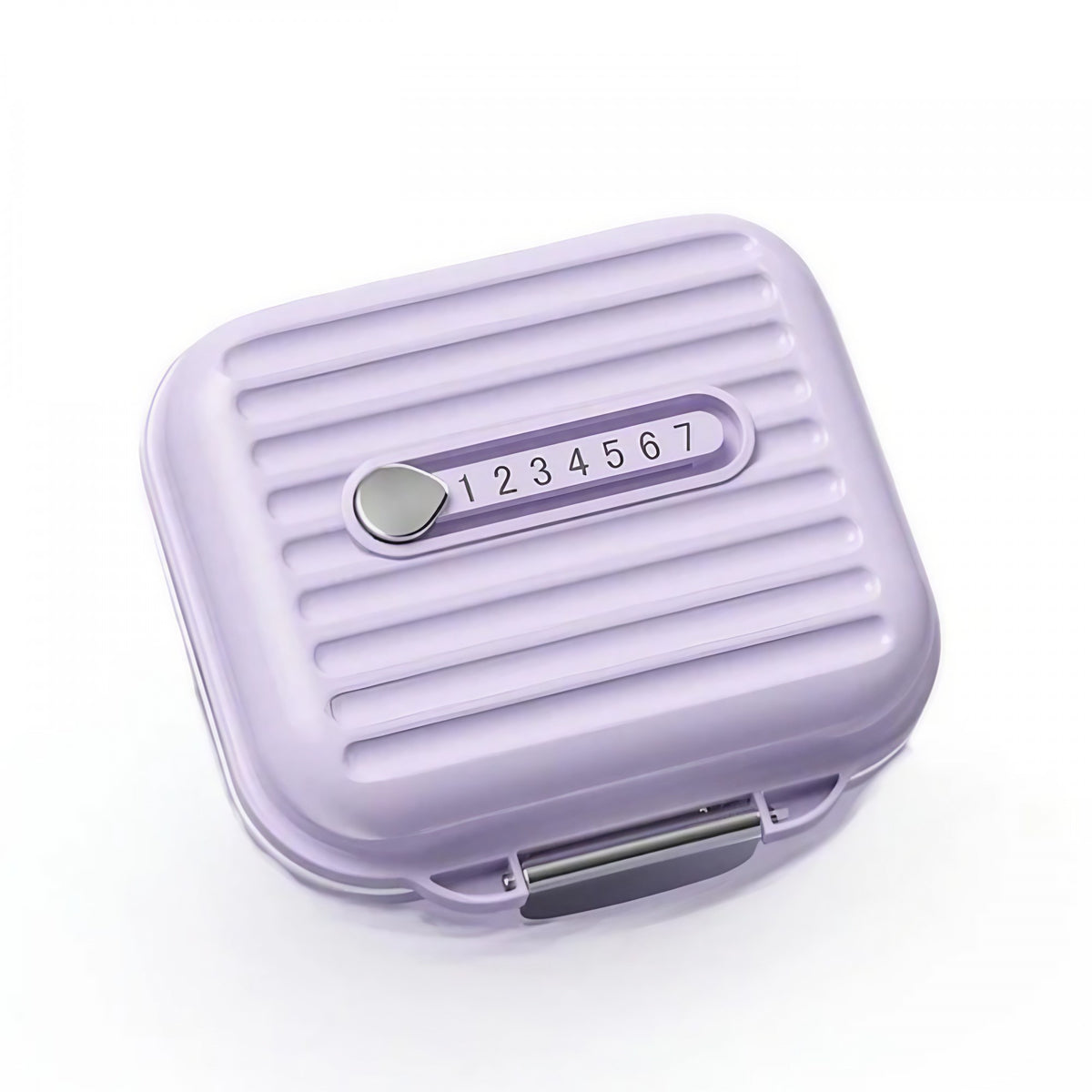 Organizator Medicamente si Vitamine, Cutie Saptamanala cu 7 Compartimente, Design Compact si Portabil, Mov, 7.8x7.2x3.5 cm