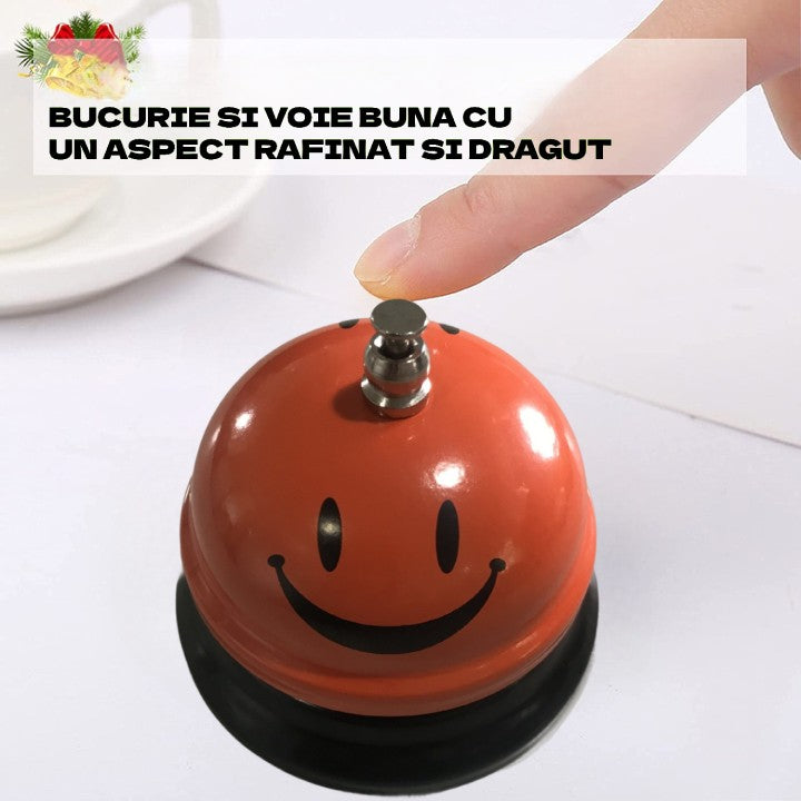 Clopotel de Receptie si Restaurant, Design Smiley Face, Metal si Plastic, Portocaliu, 7.5x7.5x6.5 cm
