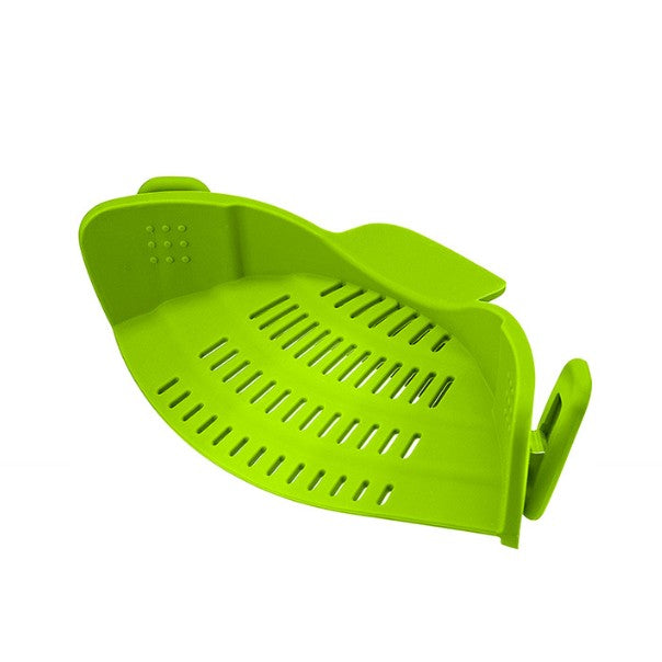 Strecuratoare Universala pentru Vase cu Fixare Clip, Filtru Silicon Rezistent la Caldura pentru Paste si Legume, Design Compact, 23x12.5x6.7 cm, Verde
