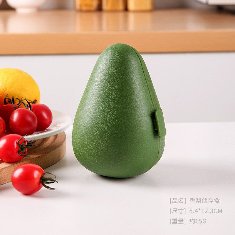 Cutie Depozitare și Păstrare Alimente, Design Formă Avocado, Recipient Etanș pentru Fructe și Legume, Plastic, 8.4x8.4x12.3 cm, Verde