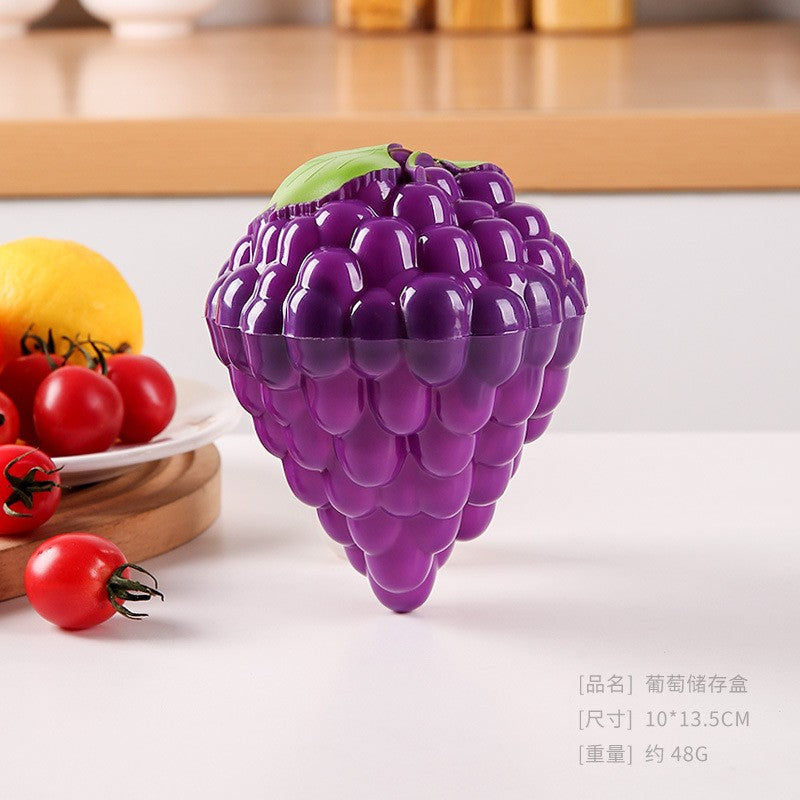 Cutie Depozitare Alimente si Fructe, Design Forma Strugure, Plastic Rezistent, 10x10x13.5 cm, Mov