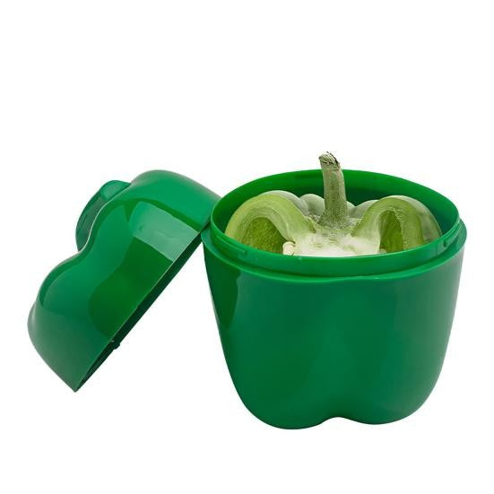Cutie Alimentara Pentru Depozitare Si Prospetime, Model Ardei Cu Inchidere Prin Rasucire, Plastic Durabil, 350 ml, 9.8 x 9.8 x 10.7 cm, Verde