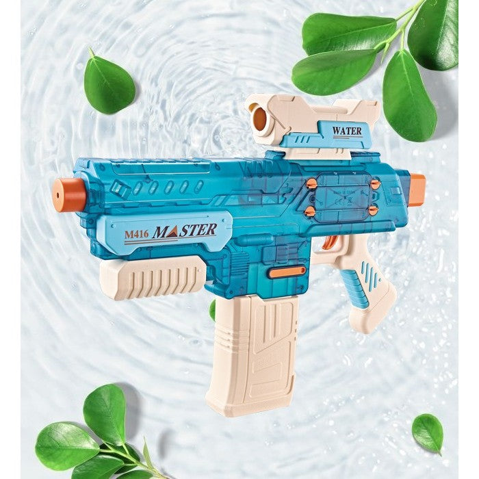 Pistol cu Apa Electric, Tragere Automata cu Raza 10m, Acumulator USB, Plastic Rezistent, Rezervor 500 ml, Albastru, +6 Ani
