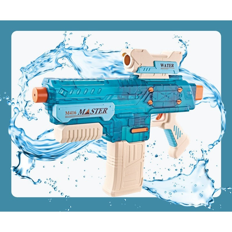 Pistol cu Apa Electric, Tragere Automata cu Raza 10m, Acumulator USB, Plastic Rezistent, Rezervor 500 ml, Albastru, +6 Ani