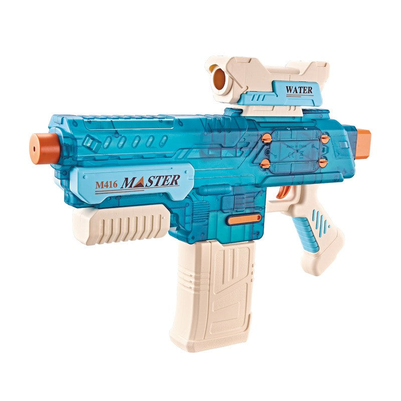 Pistol cu Apa Electric, Tragere Automata cu Raza 10m, Acumulator USB, Plastic Rezistent, Rezervor 500 ml, Albastru, +6 Ani