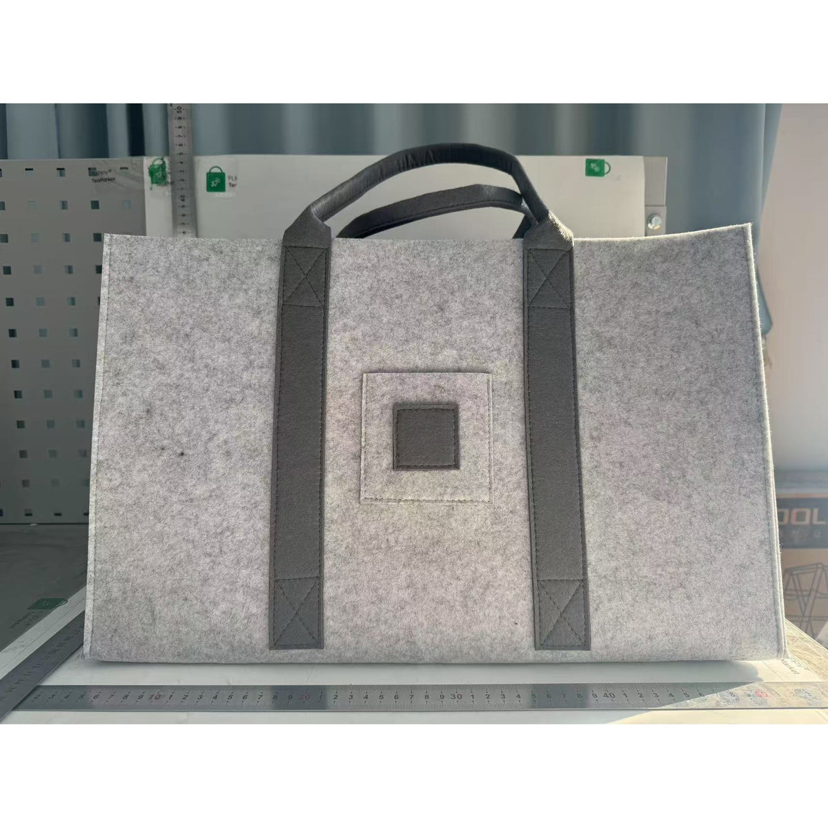 Cos Multifunctional pentru Depozitare si Rufe, Geanta Rezistenta pentru Lemne de Foc si Accesorii, Textil Durabil cu Manere, 50x34x32 cm, Gri
