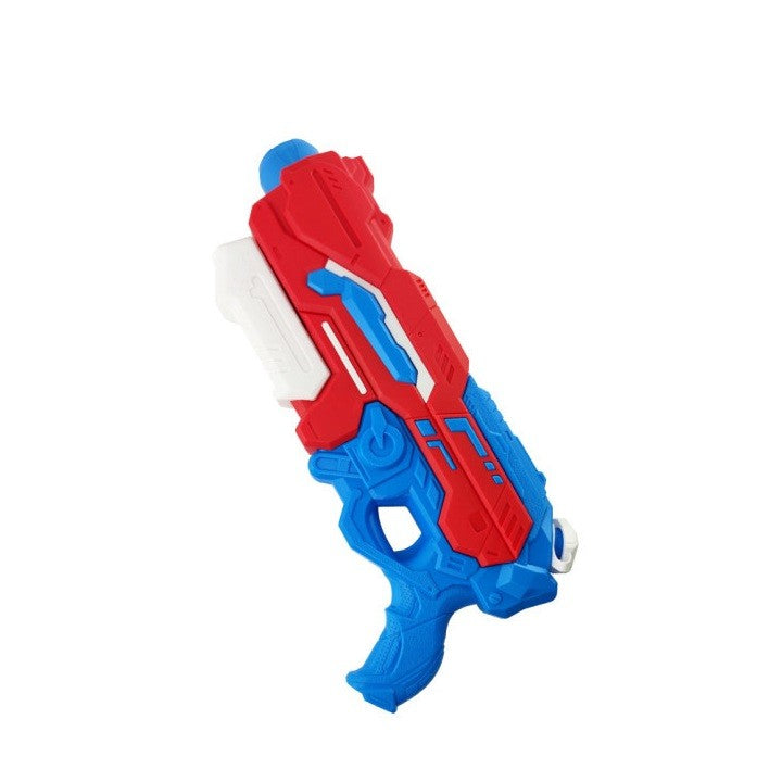 Pistol cu Apa pentru Copii, Rezervor 1200 ml, 4 Duze Comutabile, Raza Actiune 10 m, Plastic Durabil, 40 x 7 x 20 cm, +6 Ani, Rosu/Albastru