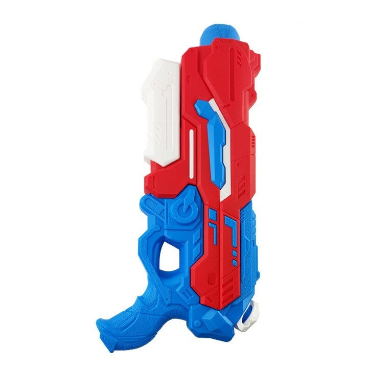 Pistol cu Apa pentru Copii, Rezervor 1200 ml, 4 Duze Comutabile, Raza Actiune 10 m, Plastic Durabil, 40 x 7 x 20 cm, +6 Ani, Rosu/Albastru