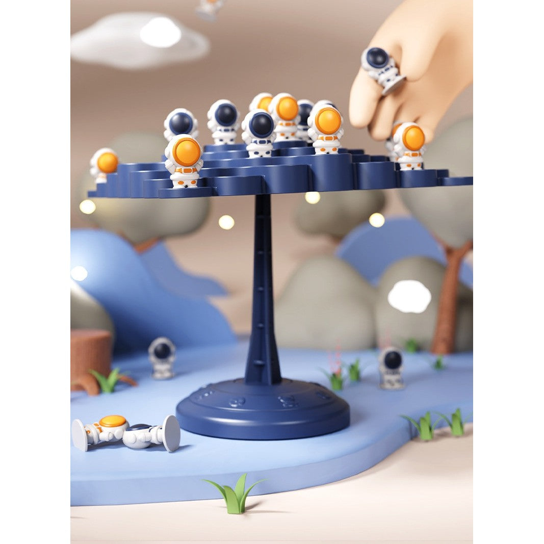 Joc Interactiv de Echilibru Astronauți, Educativ și de Dexteritate cu 50 Pioni, Roată Pedepse și Zar, Plastic, +3 Ani, 14 x 7 x 14 cm, Albastru